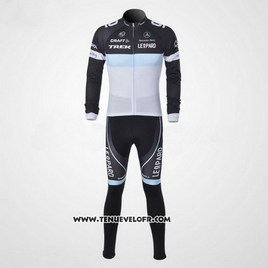 2011 Maillot Ciclismo Trek Leqpard Noir et Azur Manches Longues et Cuissard